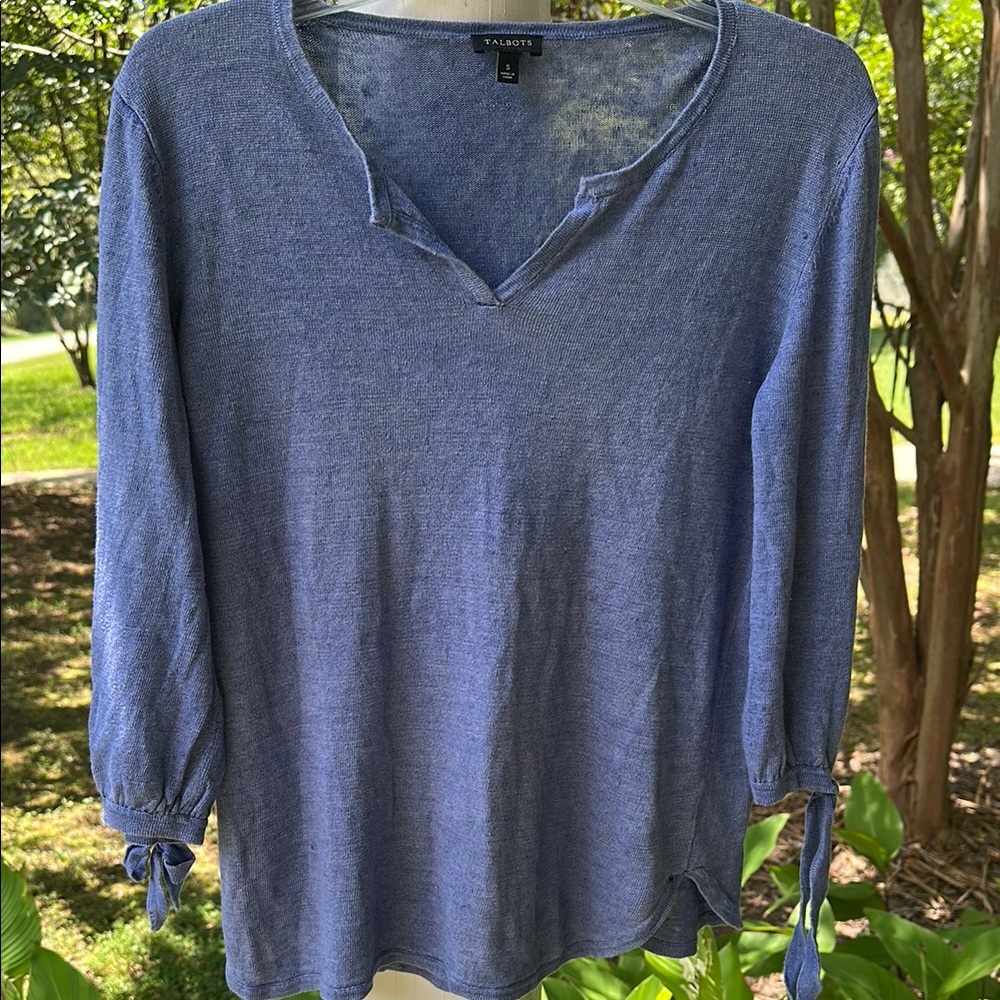 Talbots Blue Relaxed V-Neck Sweater